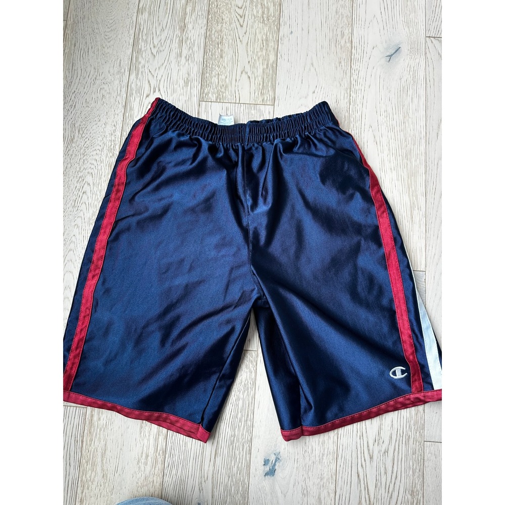 Vintage Champion Mens Navy Blue Athletic Shorts Red White Size Medium